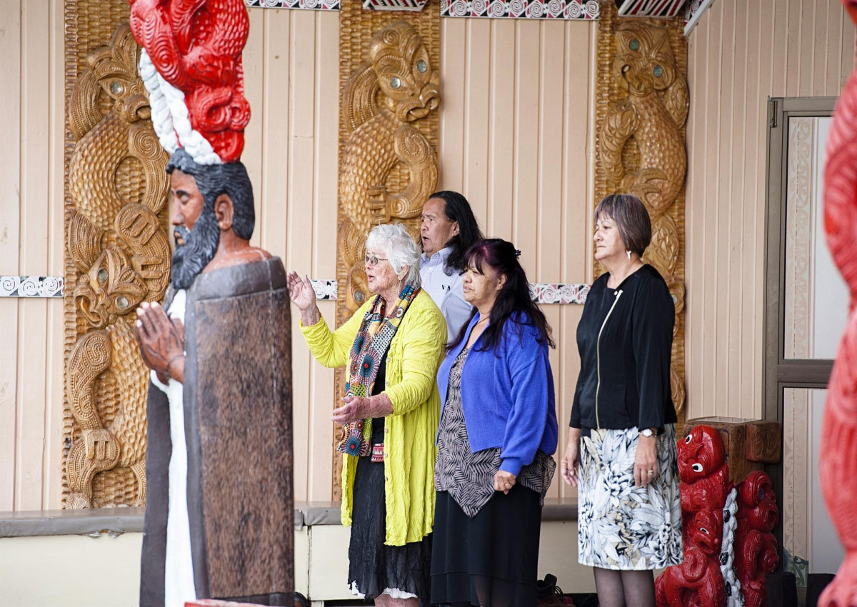 Celebration Weekend Nov 2014  - Haere mai ki te Waikawa Marae - from left - Bev Maata-Hart, Joe Puketapu, Ngaro Aldridge, Rita Powick 